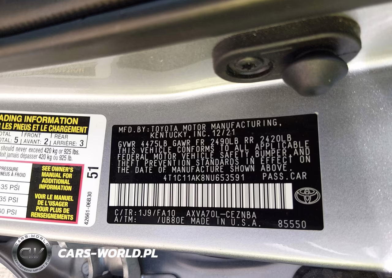 2022 Toyota Camry Le VIN:4T1C11AK8NU653591 - 9