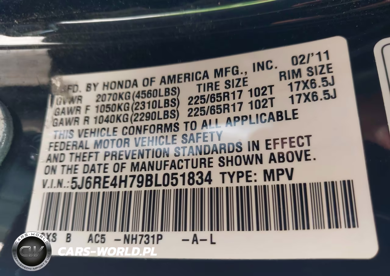 2011 Honda Cr-V Ex-L VIN:5J6RE4H79BL051834 - 9
