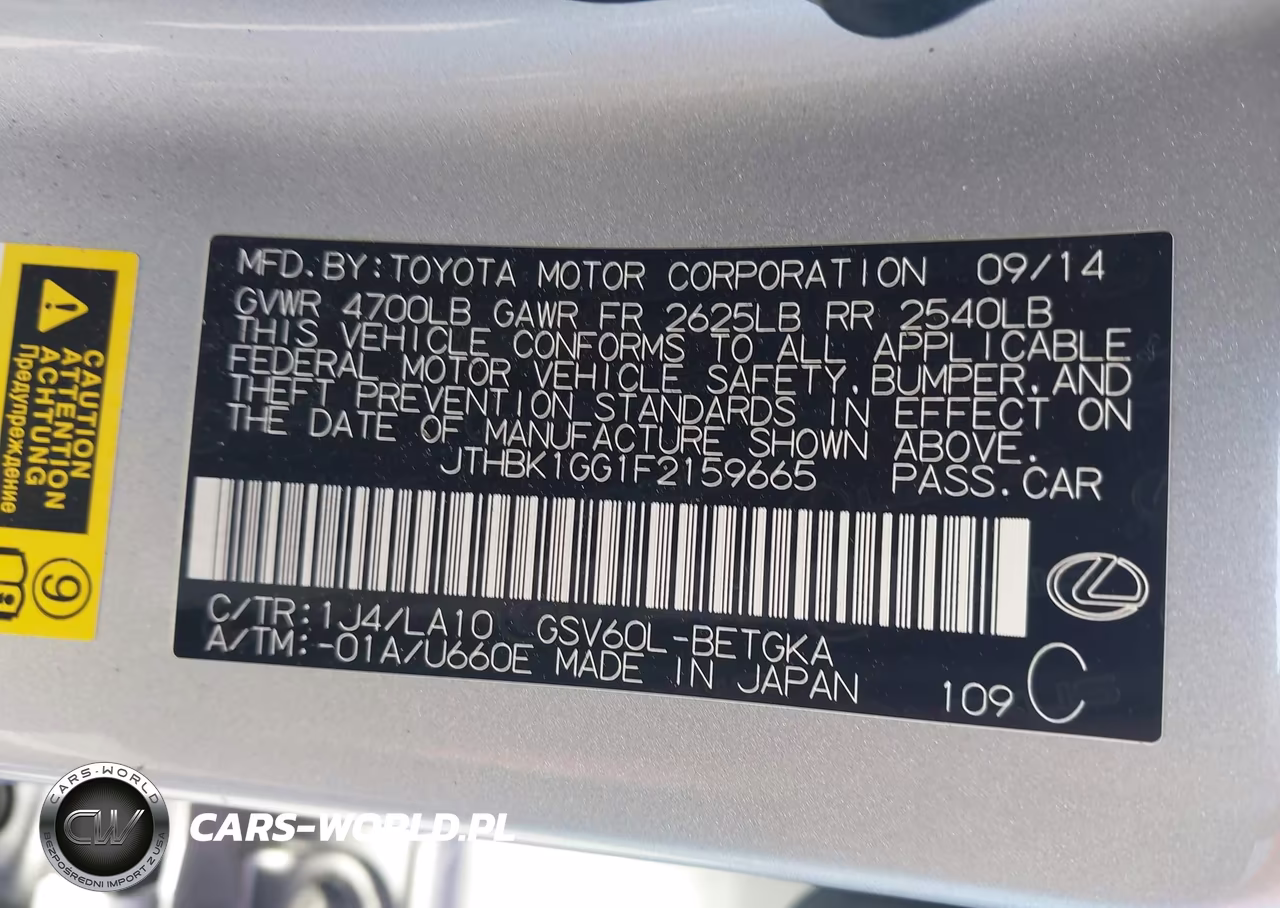 2015 Lexus Es 350 VIN:JTHBK1GG1F2159665 - 9