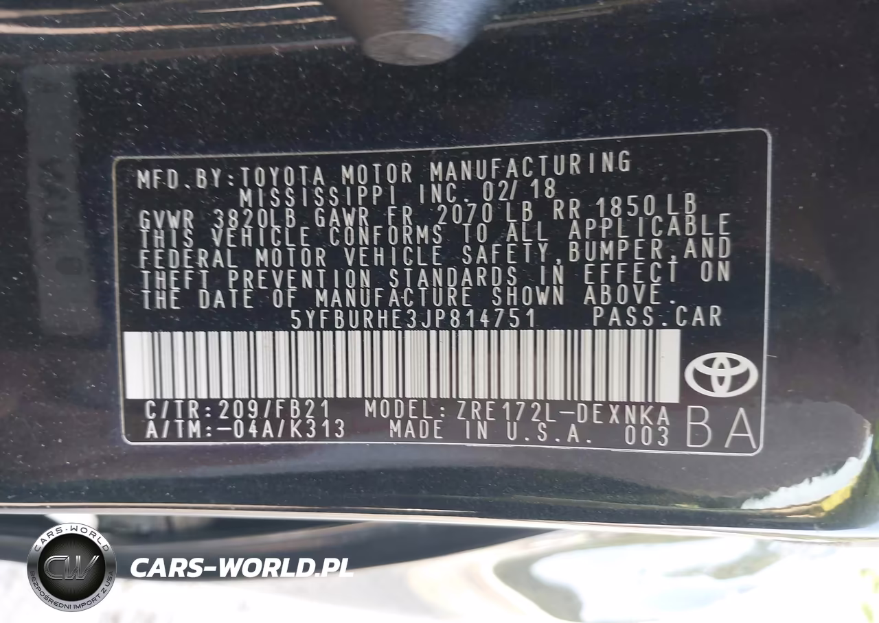 2018 Toyota Corolla Le VIN:5YFBURHE3JP814751 - 9