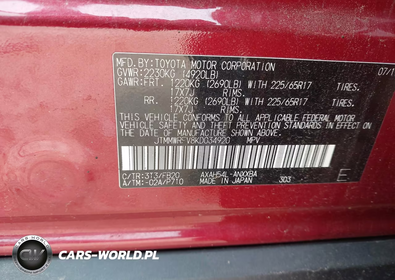 2019 Toyota Rav4 Hybrid Le VIN:JTMMWRFV8KD034920 - 9