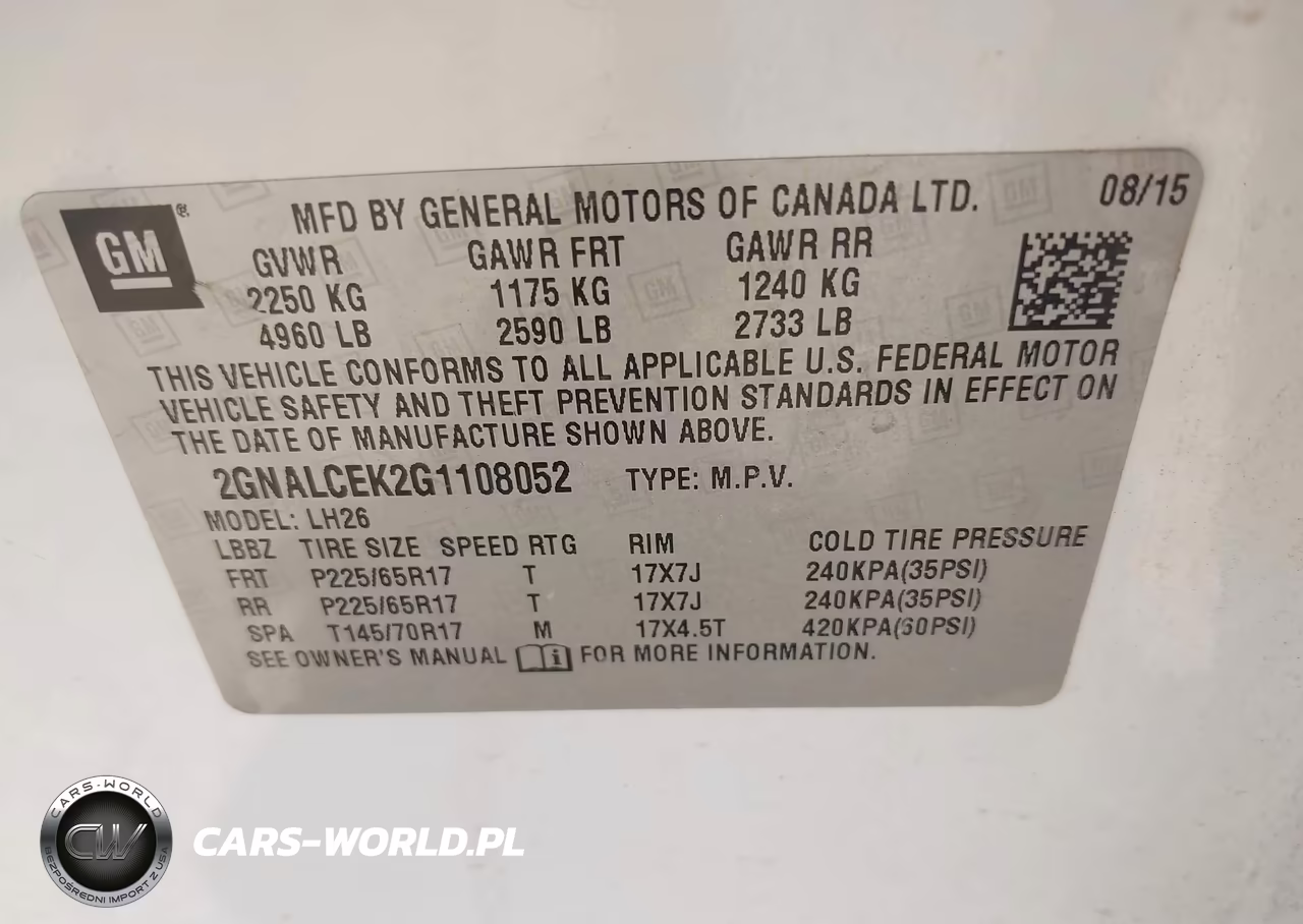 2016 Chevrolet Equinox Lt VIN:2GNALCEK2G1108052 - 9