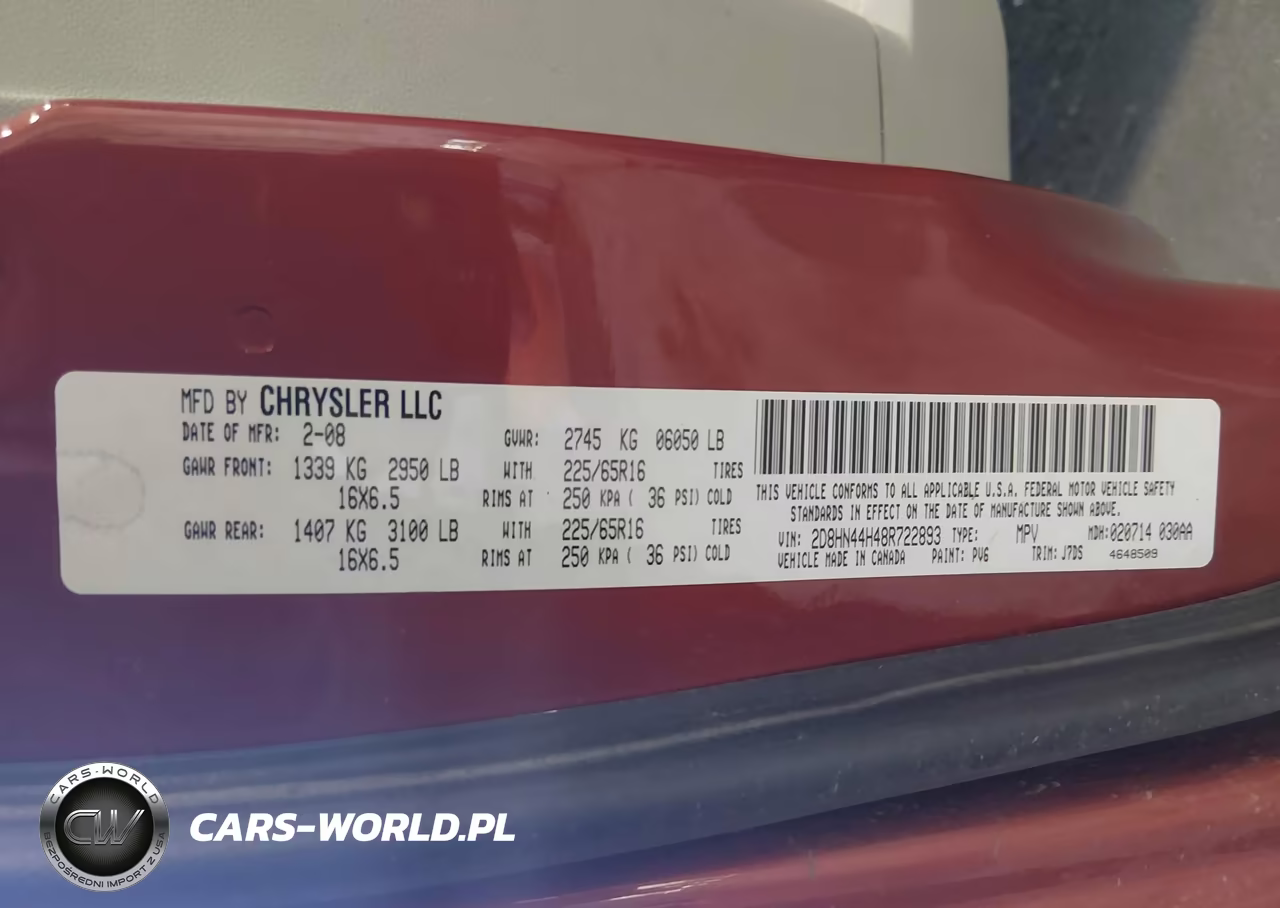 2008 Dodge Grand Caravan Se VIN:2D8HN44H48R722893 - 9