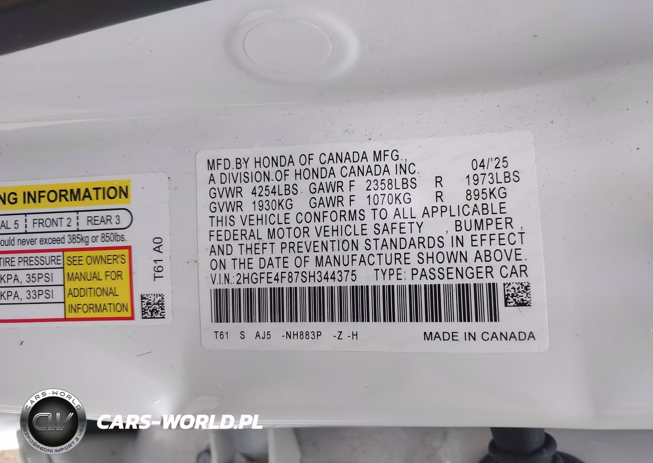 2025 Honda Civic Hybrid Sport-Sport Touring VIN:2HGFE4F87SH344375 - 9
