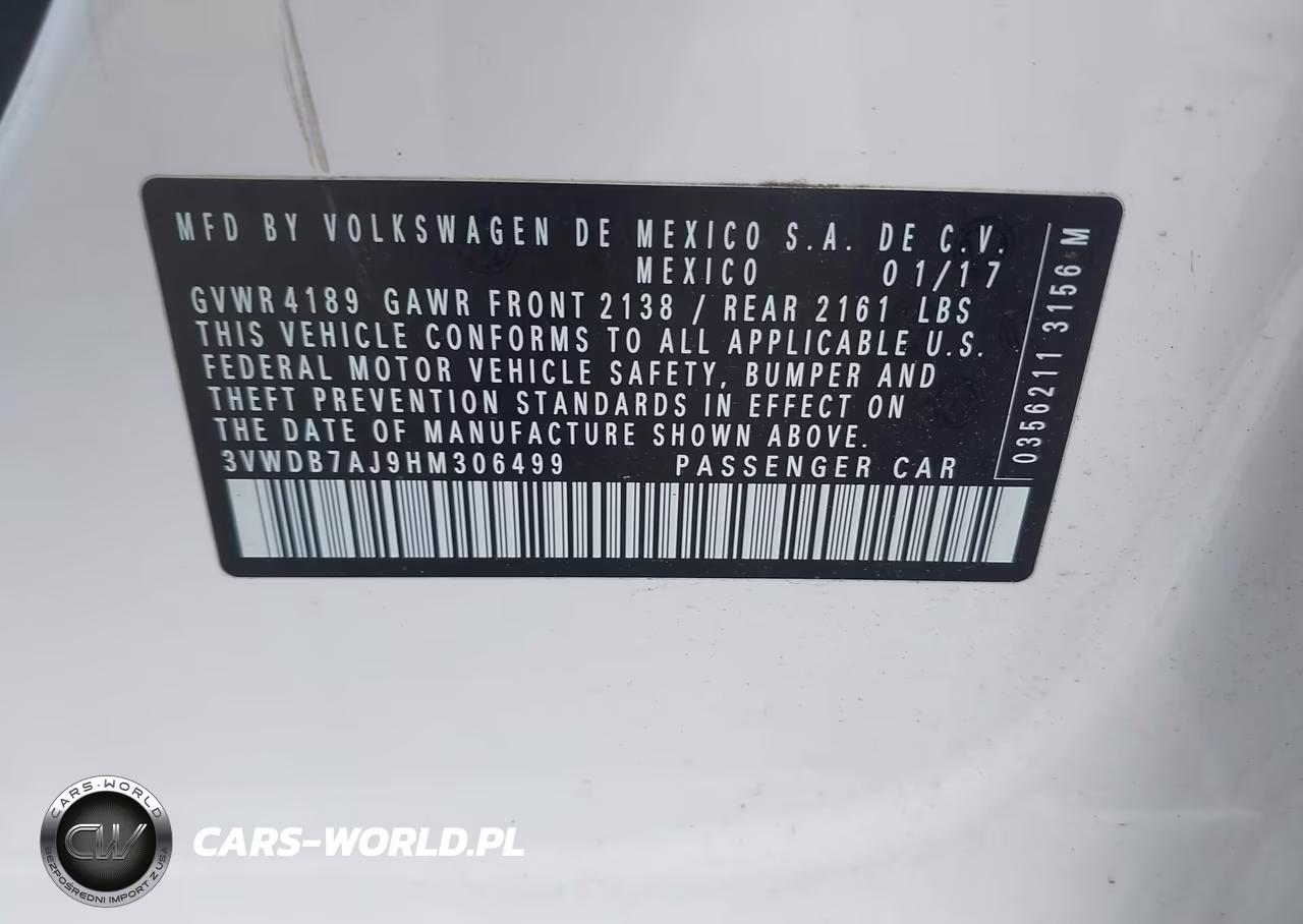 2017 Volkswagen Jetta 1.4T Se VIN:3VWDB7AJ9HM306499 - 9