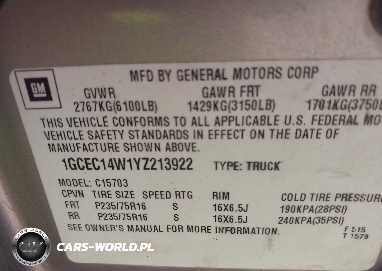 2000 Chevrolet Silverado 1500 VIN:1GCEC14W1YZ213922 - 9