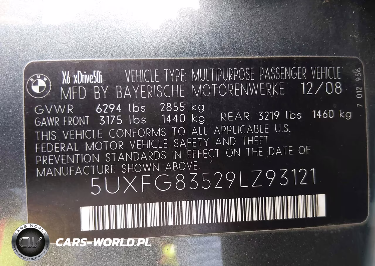 2009 BMW X6 xDrive50I VIN:5UXFG83529LZ93121 - 9