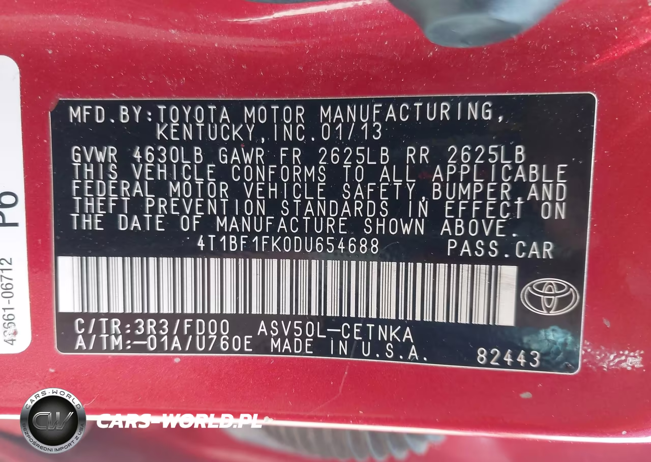 2013 Toyota Camry Le VIN:4T1BF1FK0DU654688 - 9
