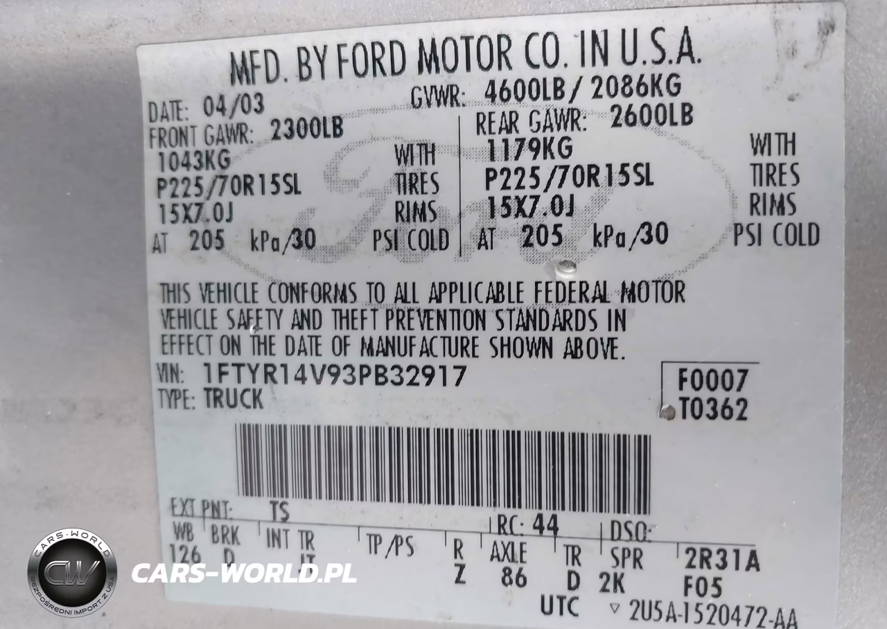 2003 Ford Ranger Edge-Tremor-Xl-Xlt VIN:1FTYR14V93PB32917 - 9