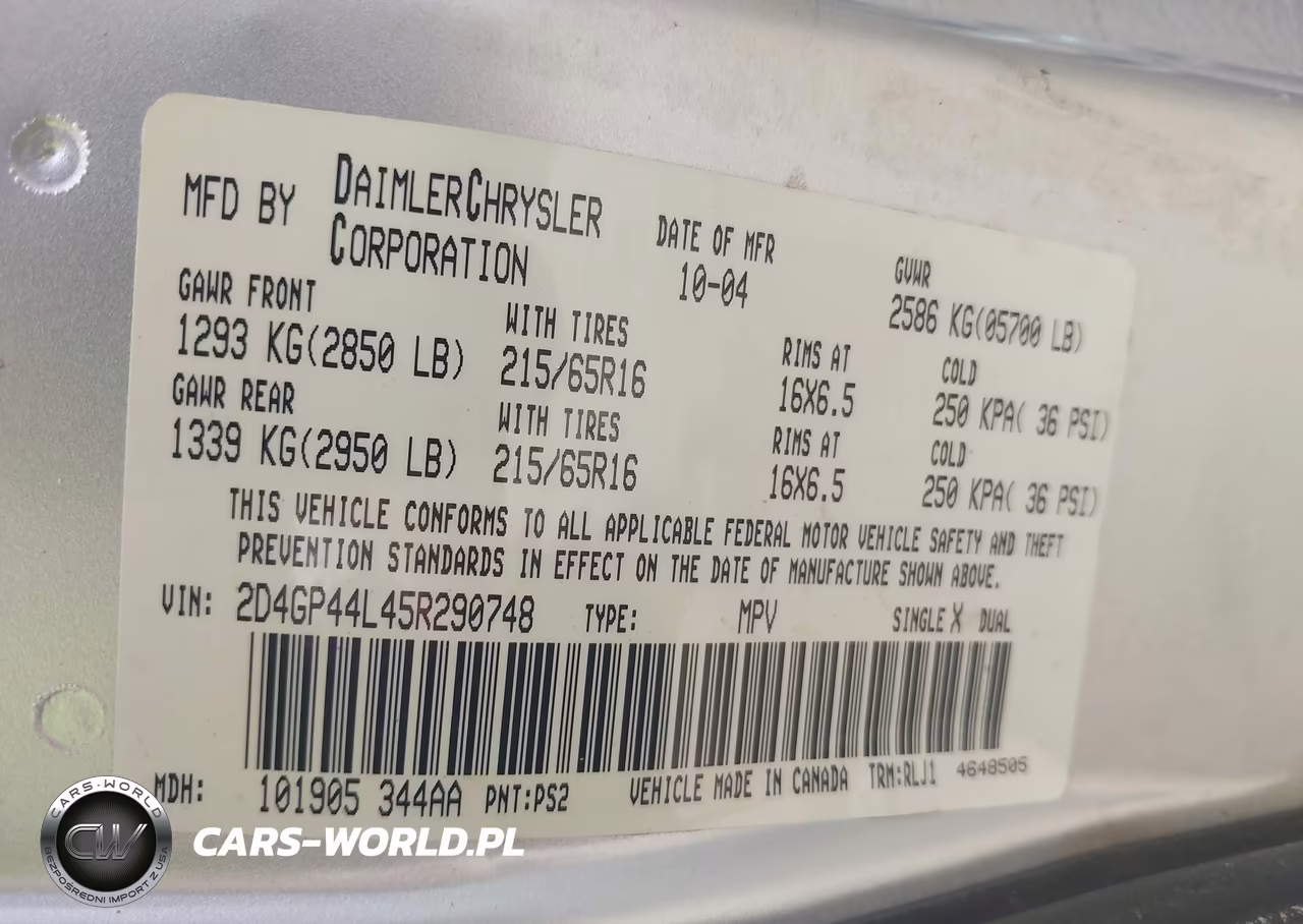 2005 Dodge Grand Caravan Sxt VIN:2D4GP44L45R290748 - 9