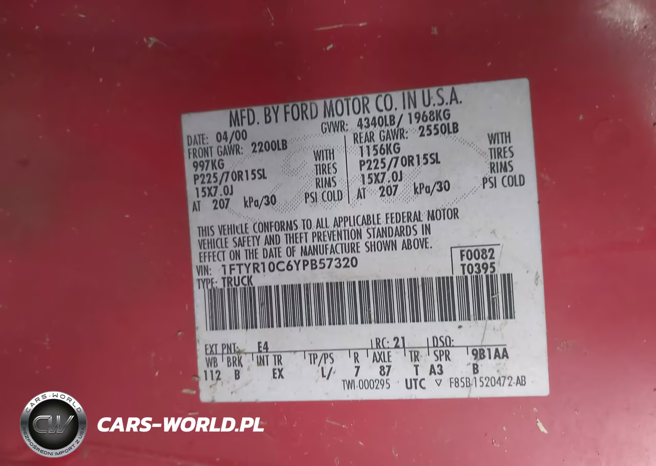2000 Ford Ranger Xl-Xlt VIN:1FTYR10C6YPB57320 - 9