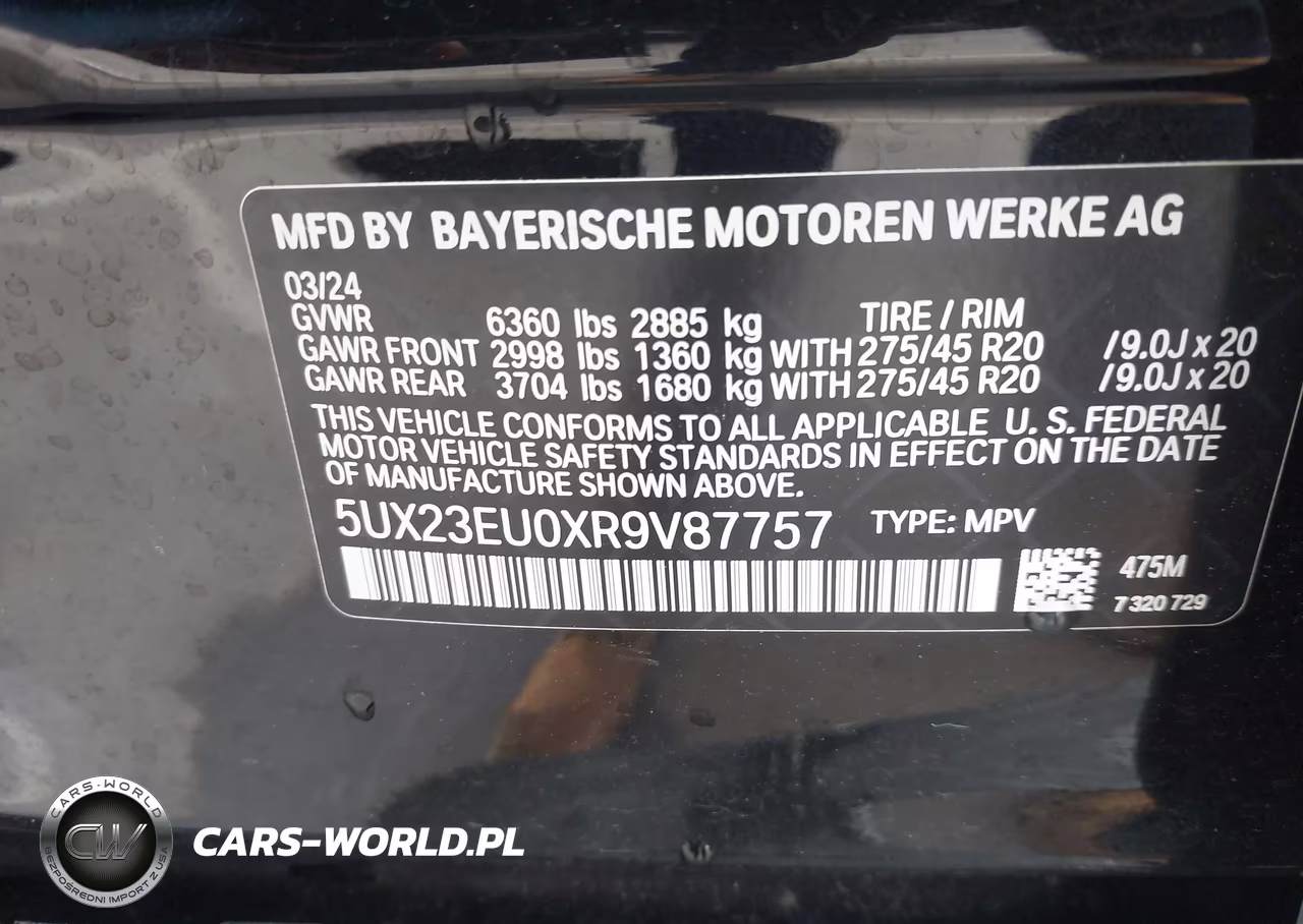 2024 BMW X5 xDrive40I VIN:5UX23EU0XR9V87757 - 9