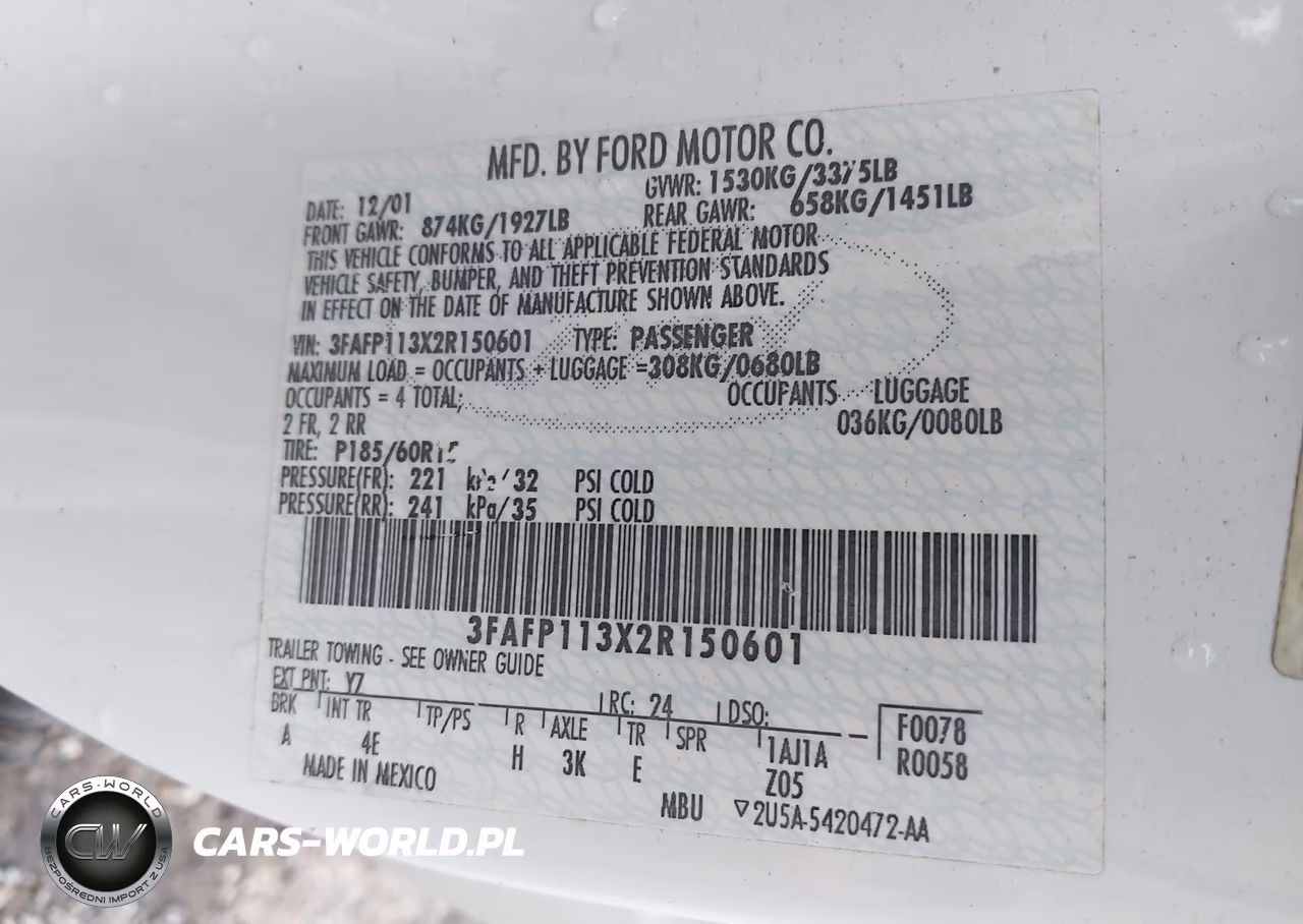 2002 Ford Escort Zx2 Deluxe-Zx2 Premium-Zx2 Standard VIN:3FAFP113X2R150601 - 9