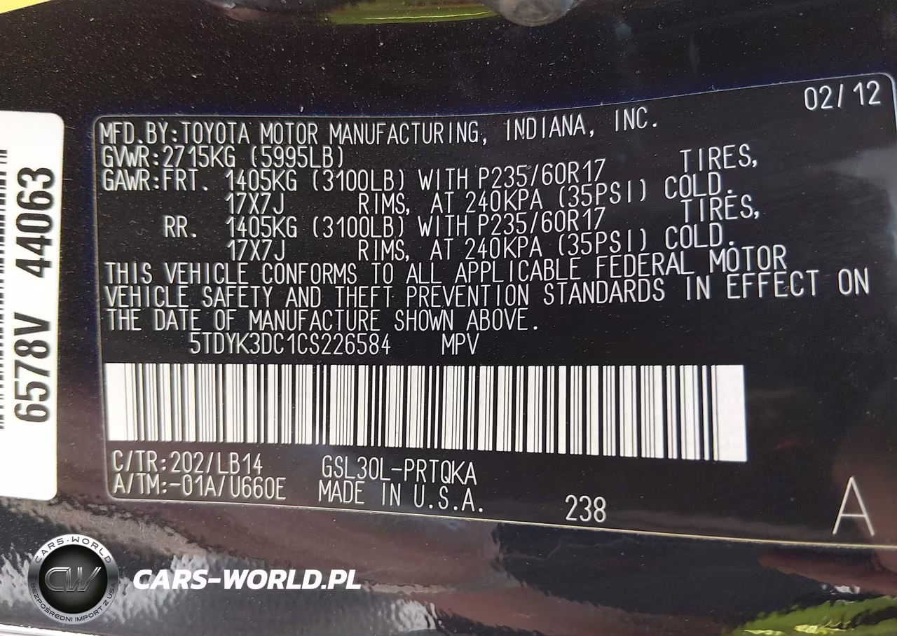 2012 Toyota Sienna Xle V6 8 Passenger VIN:5TDYK3DC1CS226584 - 9