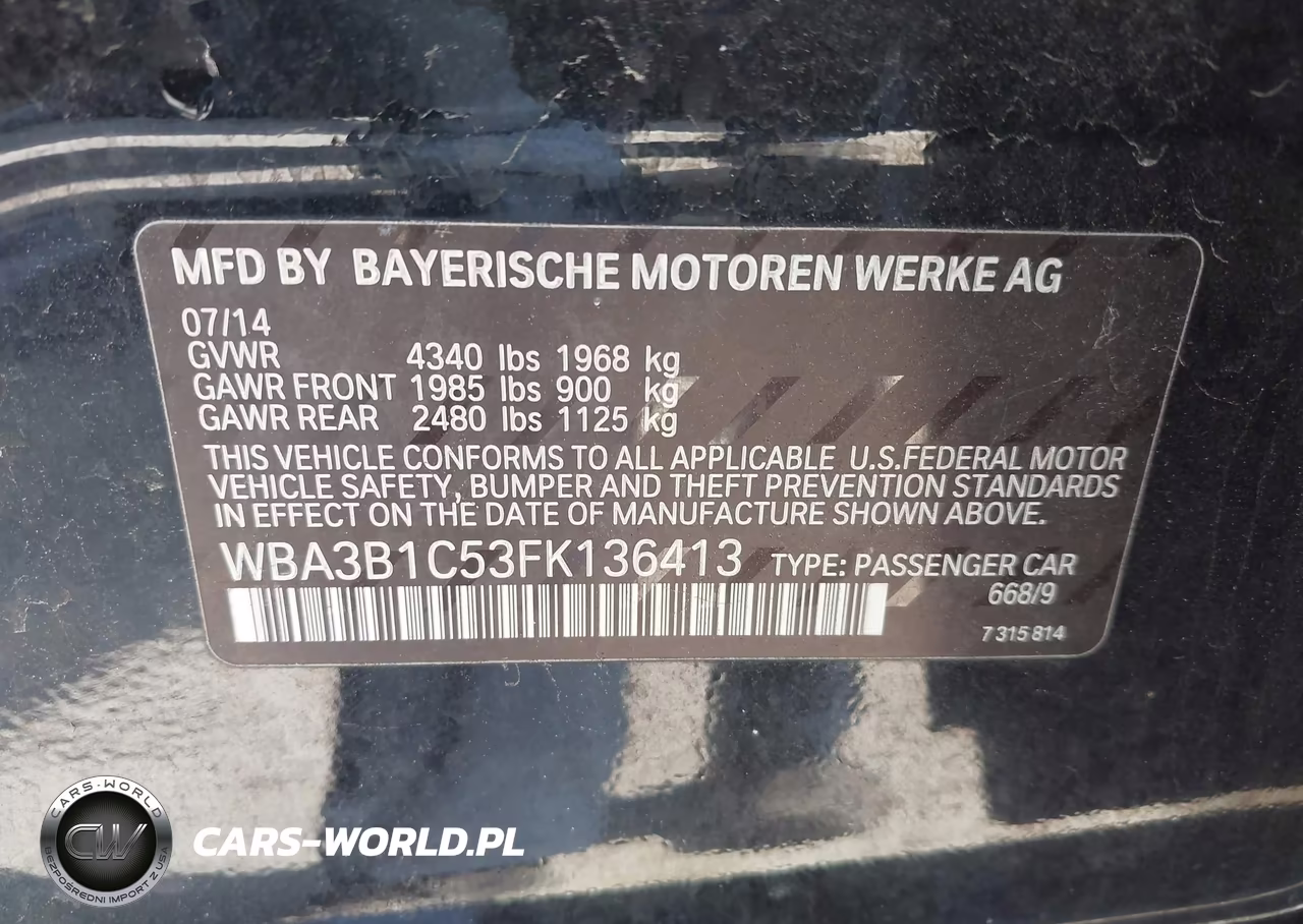 2015 BMW 320I VIN:WBA3B1C53FK136413 - 9