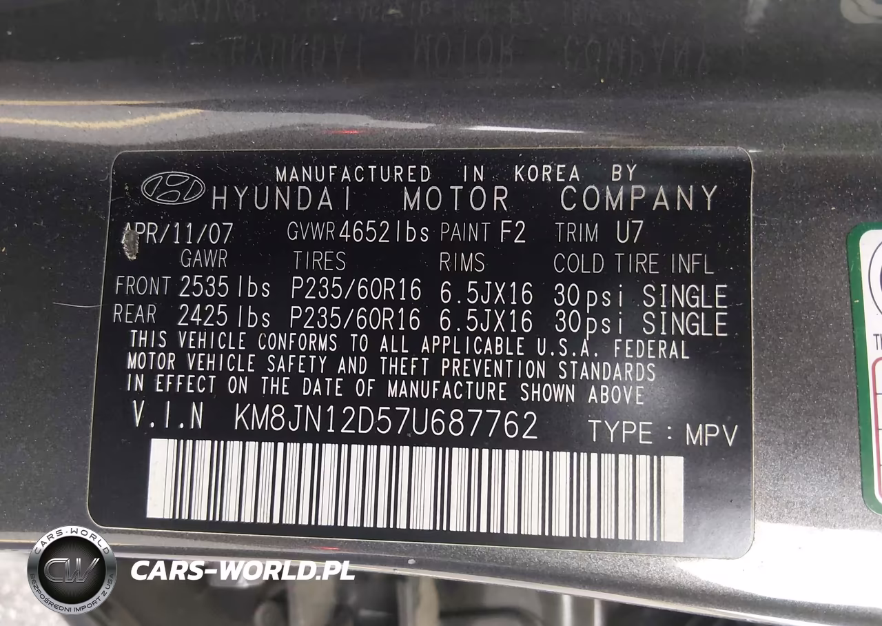 2007 Hyundai Tucson Limited-Se VIN:KM8JN12D57U687762 - 9