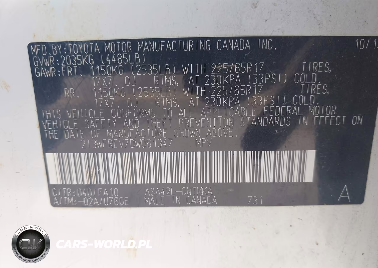 2013 Toyota Rav4 Xle VIN:2T3WFREV7DW061347 - 9