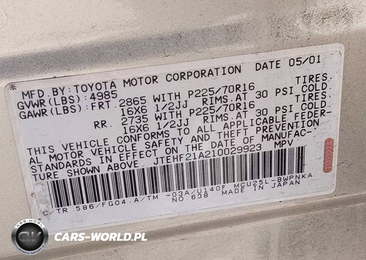 2001 Toyota Highlander V6 VIN:JTEHF21A210029923 - 9