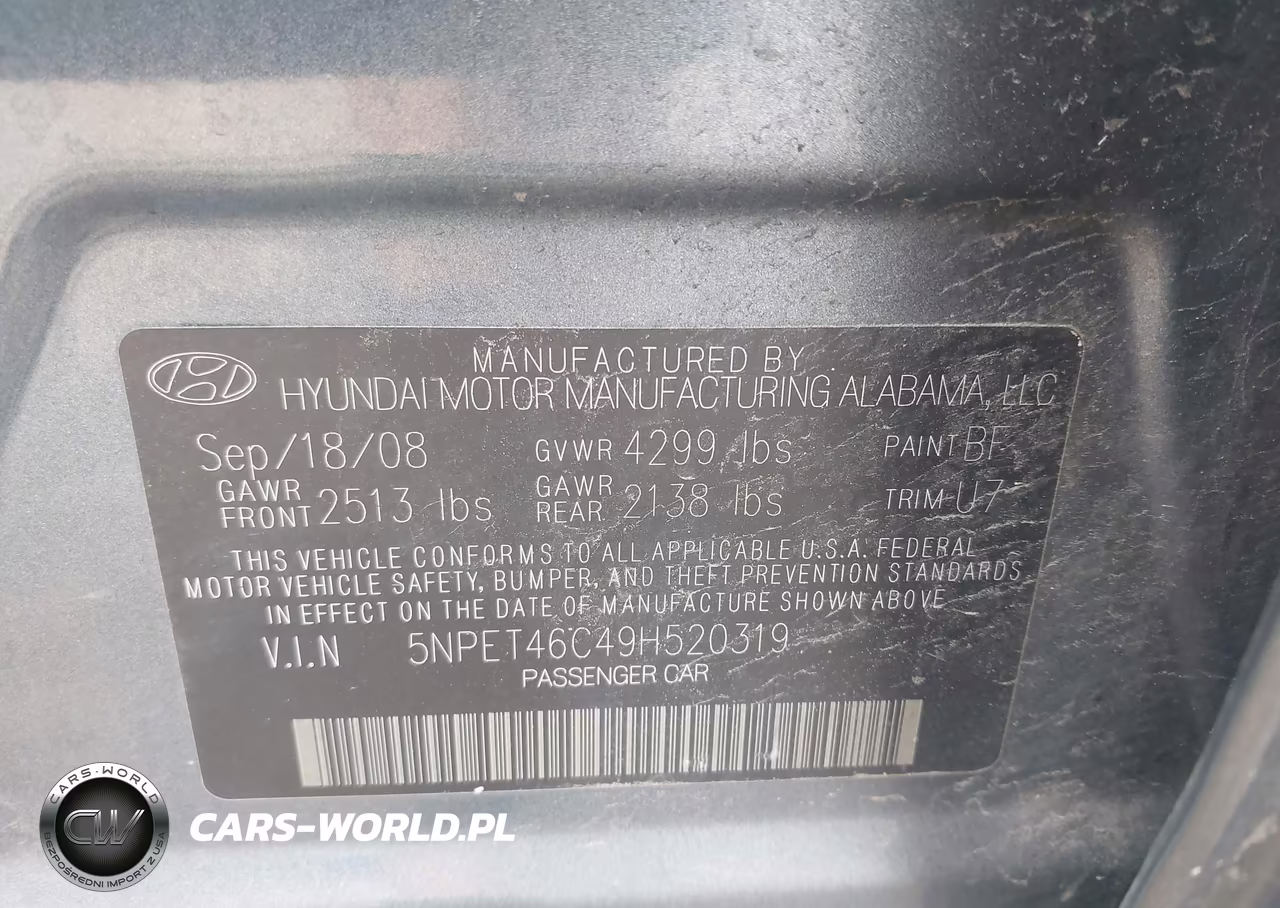 2009 Hyundai Sonata Gls VIN:5NPET46C49H520319 - 9