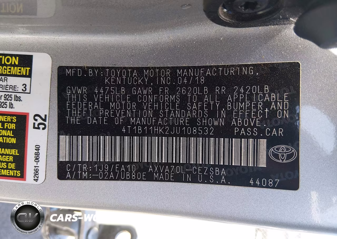 2018 Toyota Camry Se VIN:4T1B11HK2JU108532 - 9