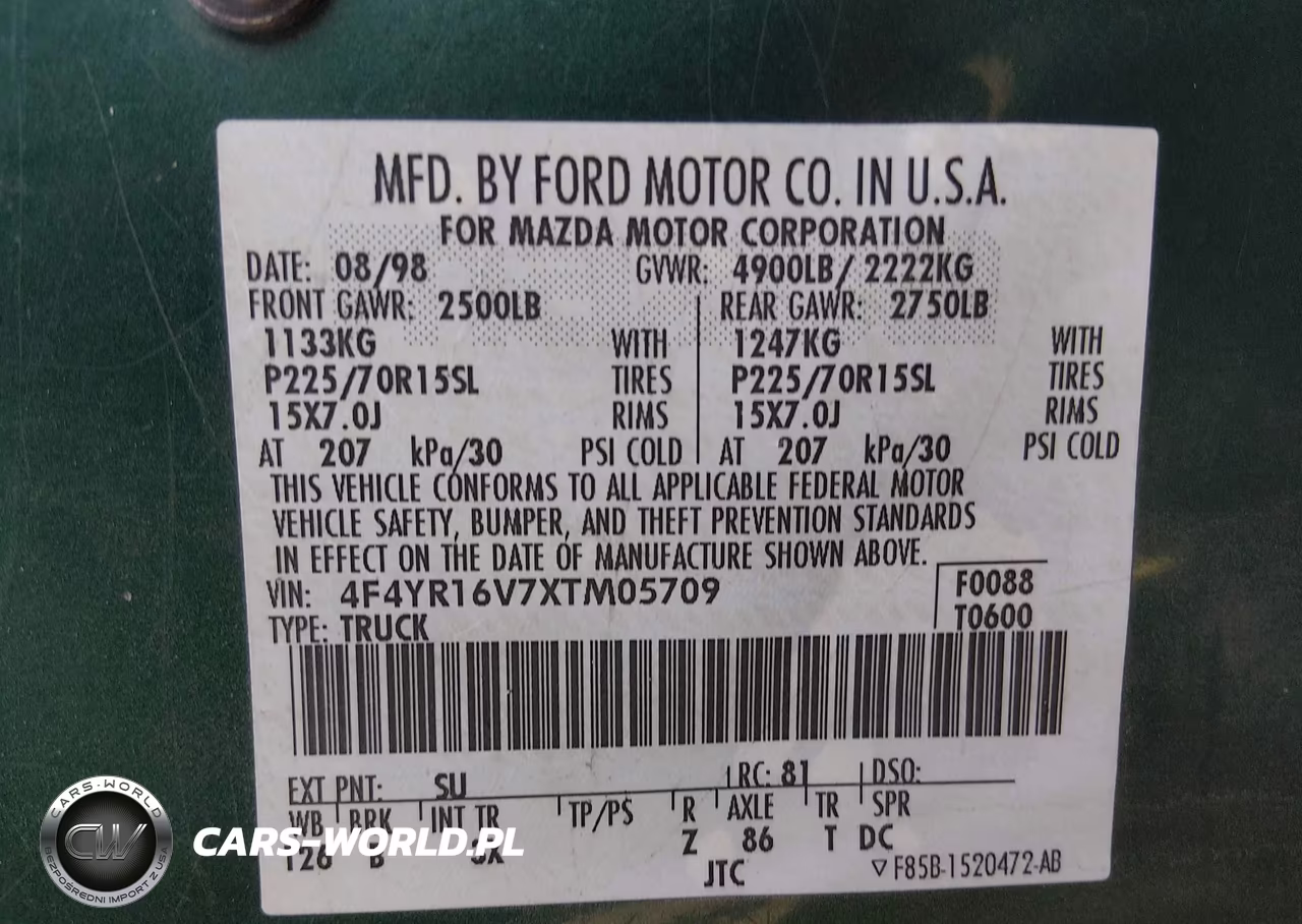 1999 Mazda B3000 Se-Tl VIN:4F4YR16V7XTM05709 - 9
