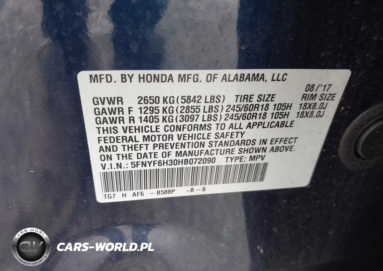 2017 Honda Pilot Ex VIN:5FNYF6H30HB072090 - 9