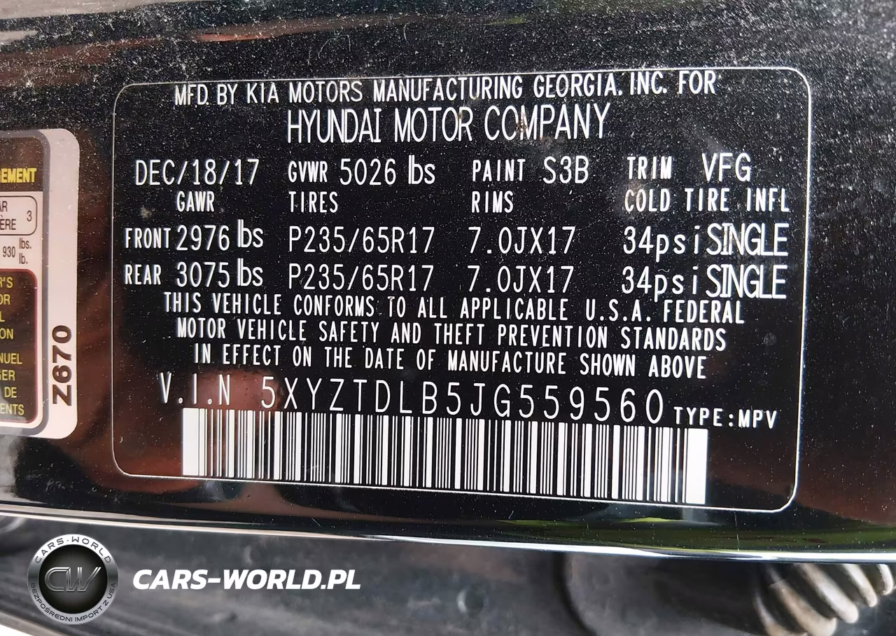 2018 Hyundai Santa Fe Sport 2.4L VIN:5XYZTDLB5JG559560 - 9