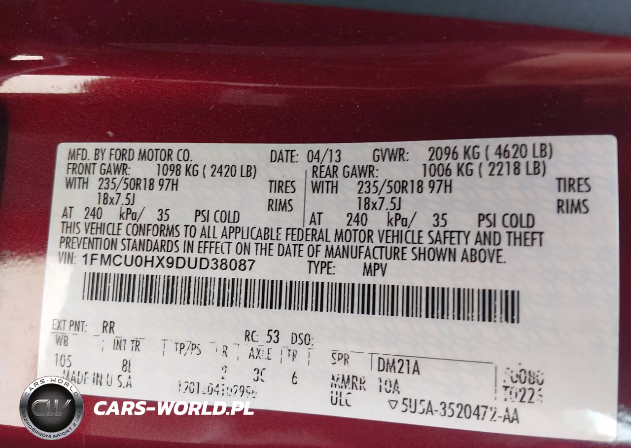 2013 Ford Escape Sel VIN:1FMCU0HX9DUD38087 - 9