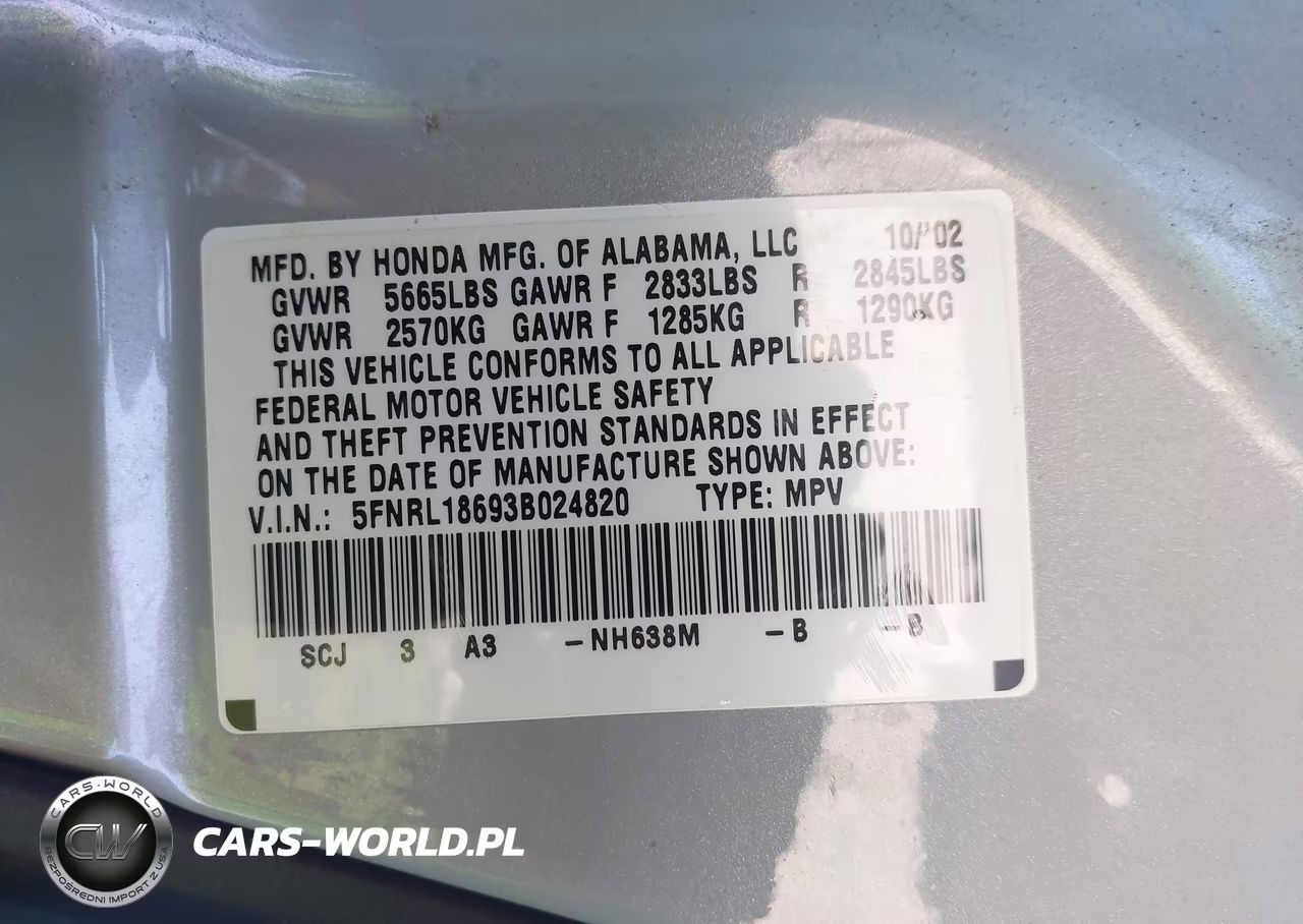 2003 Honda Odyssey Ex VIN:5FNRL18693B024820 - 9