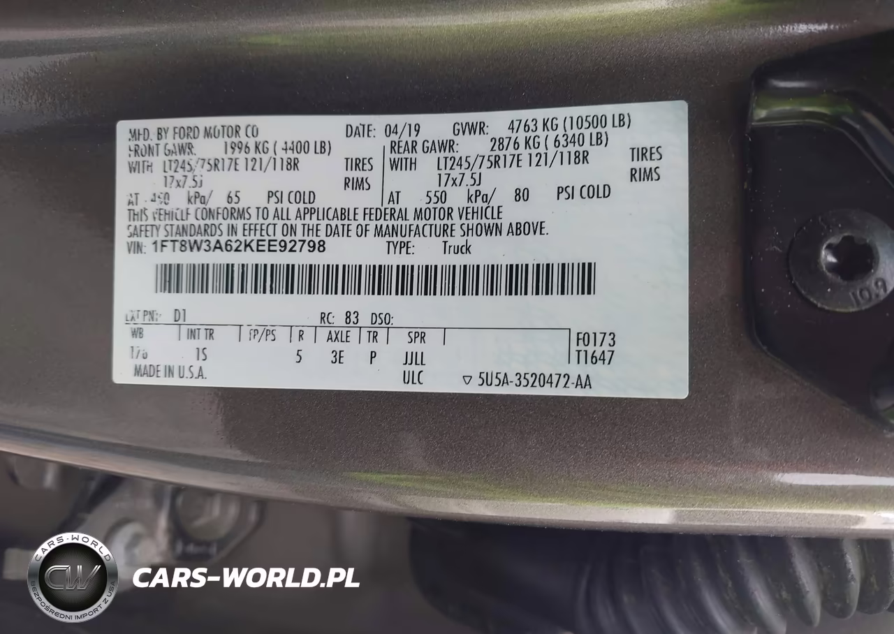 2019 Ford F-350 Xl VIN:1FT8W3A62KEE92798 - 9