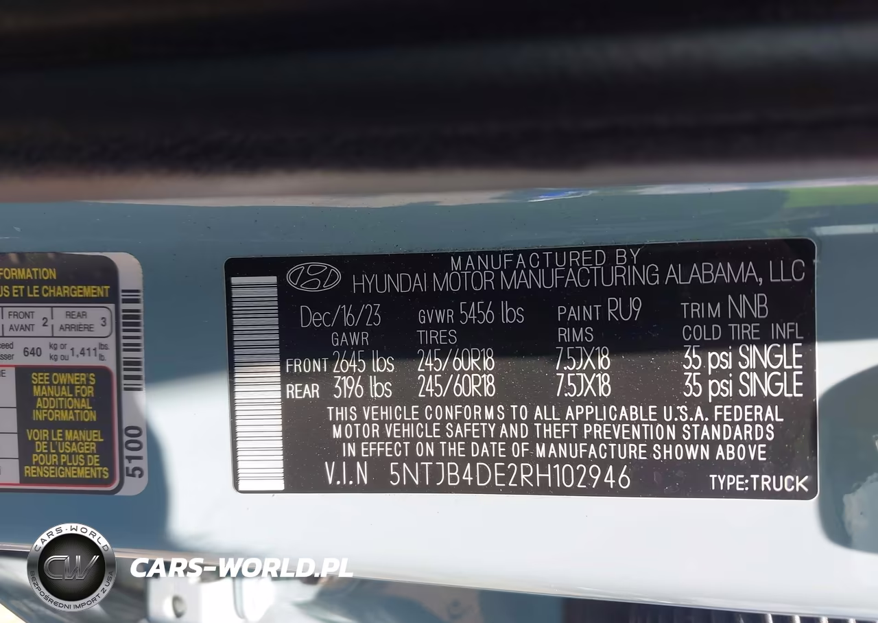 2024 Hyundai Santa Cruz Sel VIN:5NTJB4DE2RH102946 - 9