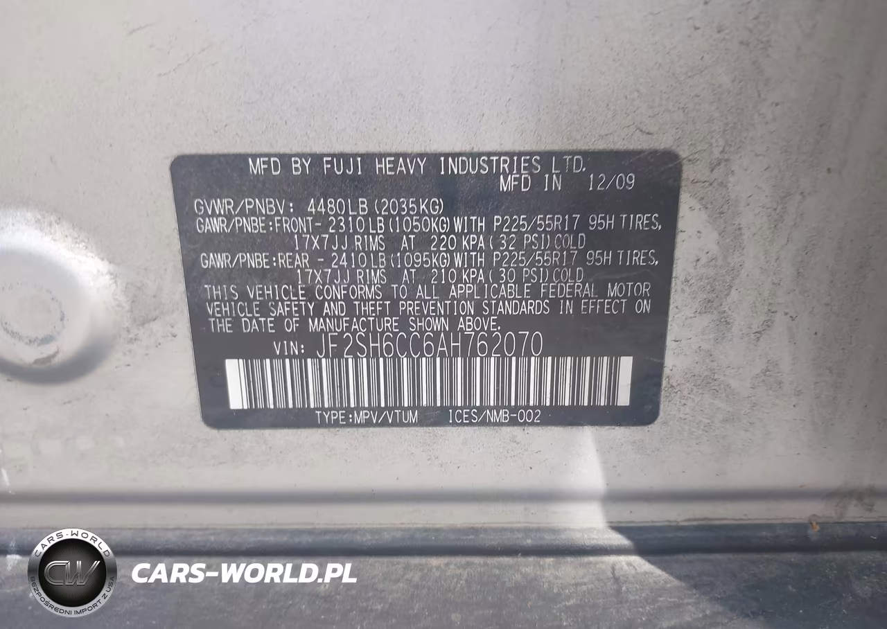 2010 Subaru Forester 2.5X Premium VIN:JF2SH6CC6AH762070 - 9