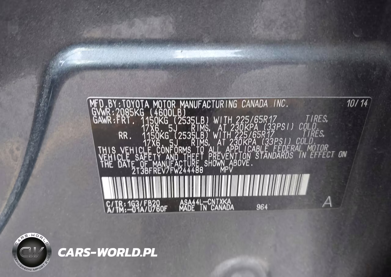 2015 Toyota Rav4 Le VIN:2T3BFREV7FW244488 - 9