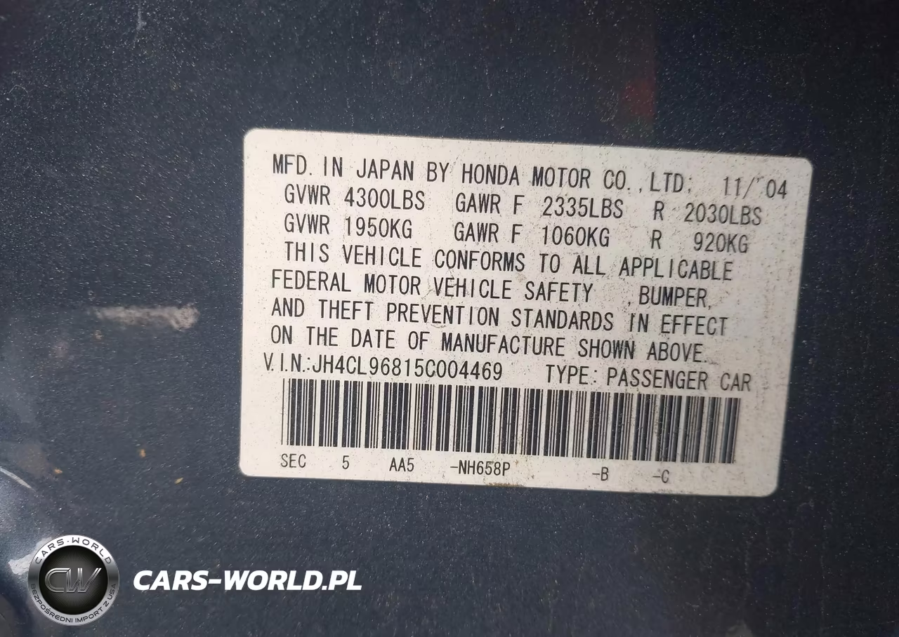 2005 Acura Tsx VIN:JH4CL96815C004469 - 9