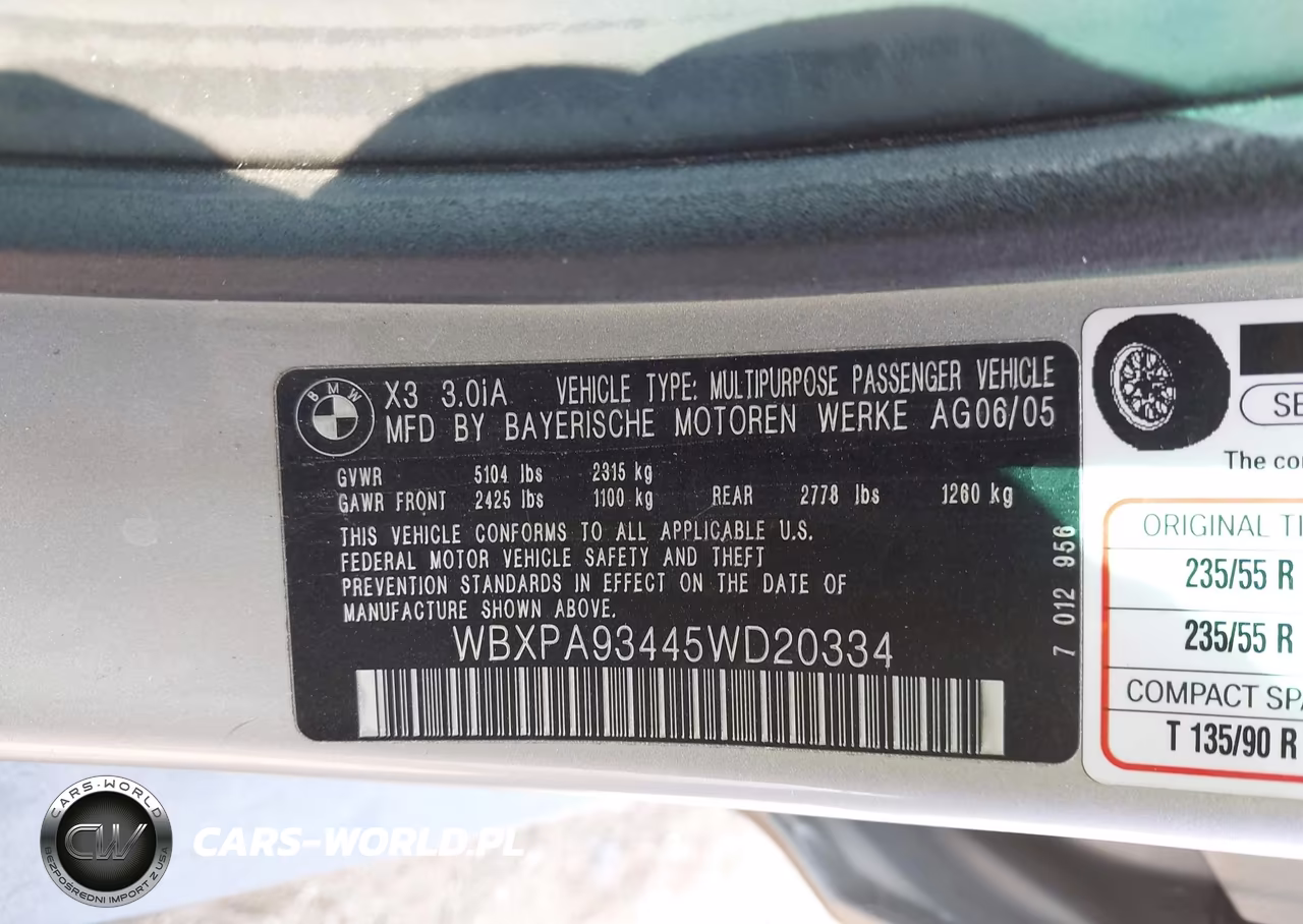 2005 BMW X3 3.0I VIN:WBXPA93445WD20334 - 9
