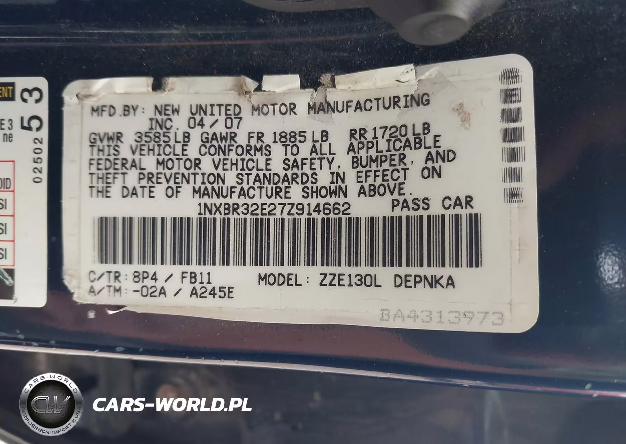 2007 Toyota Corolla Le VIN:1NXBR32E27Z914662 - 9