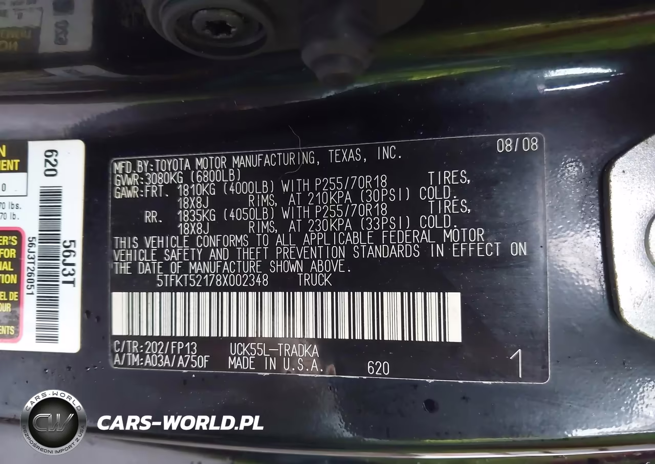 2008 Toyota Tundra Base 4.7L V8 VIN:5TFKT52178X002348 - 9