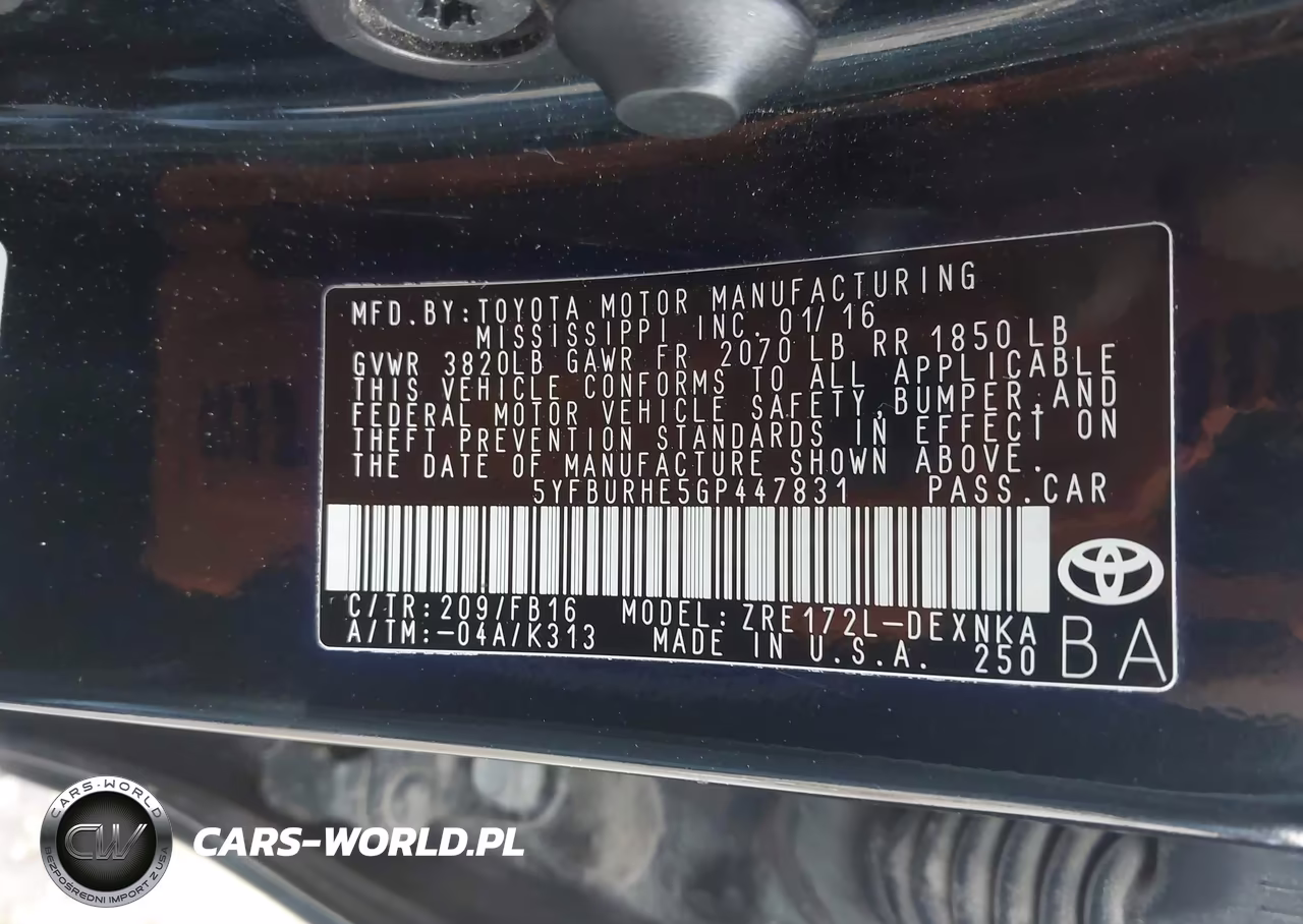 2016 Toyota Corolla Le VIN:5YFBURHE5GP447831 - 9