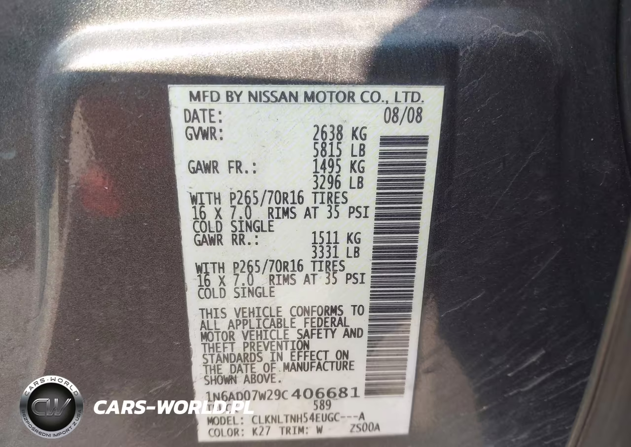 2009 Nissan Frontier Se VIN:1N6AD07W29C406681 - 9