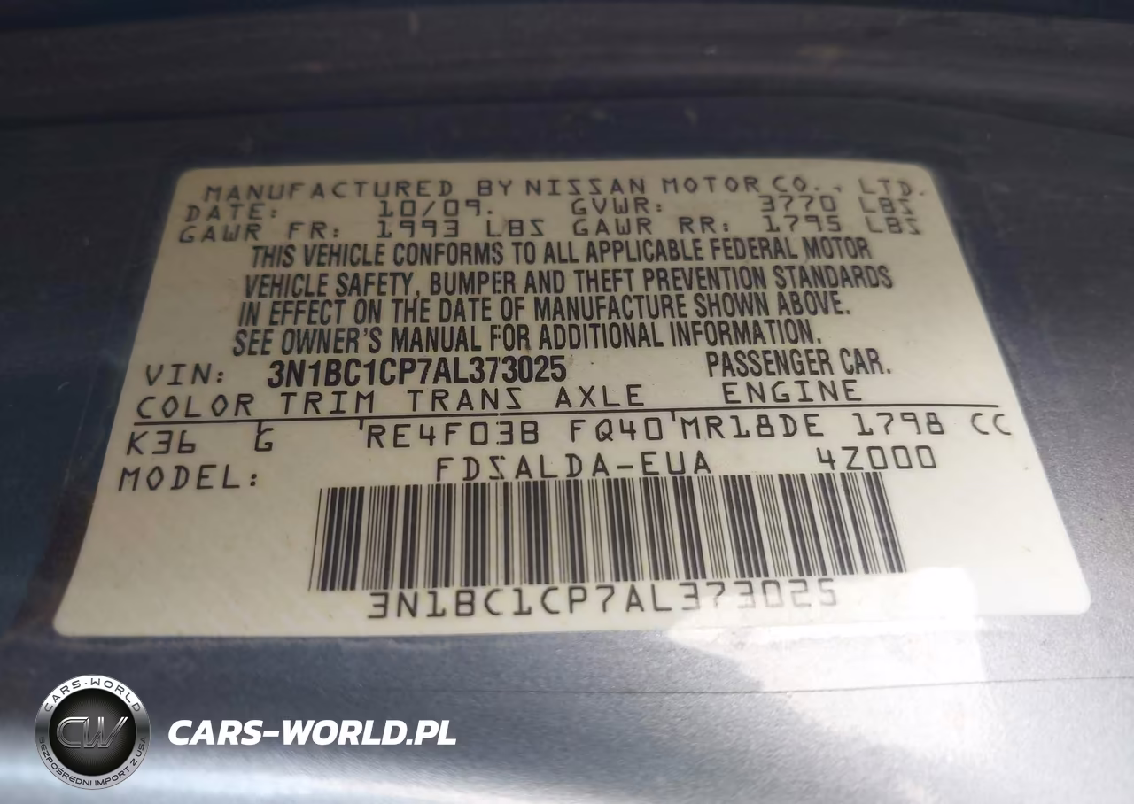 2010 Nissan Versa 1.8S VIN:3N1BC1CP7AL373025 - 9