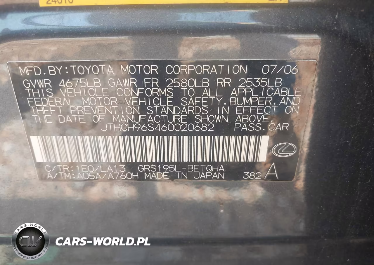 2006 Lexus Gs 300 VIN:JTHCH96S460020682 - 9
