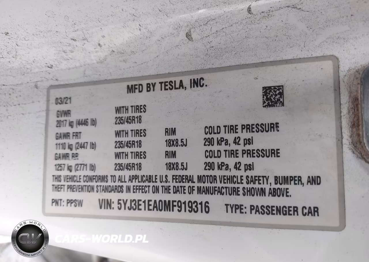 2021 Tesla Model 3 Standard Range Plus Rear-Wheel Drive VIN:5YJ3E1EA0MF919316 - 9
