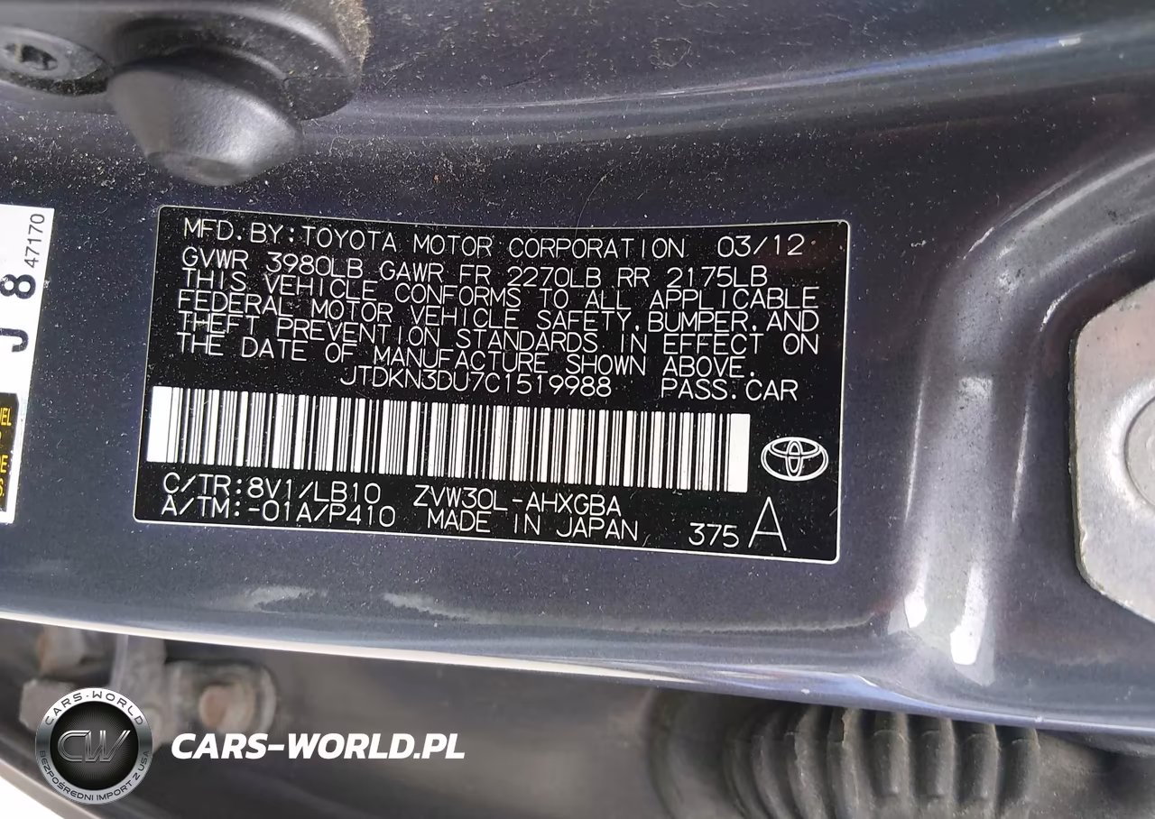 2012 Toyota Prius VIN:JTDKN3DU7C1519988 - 9