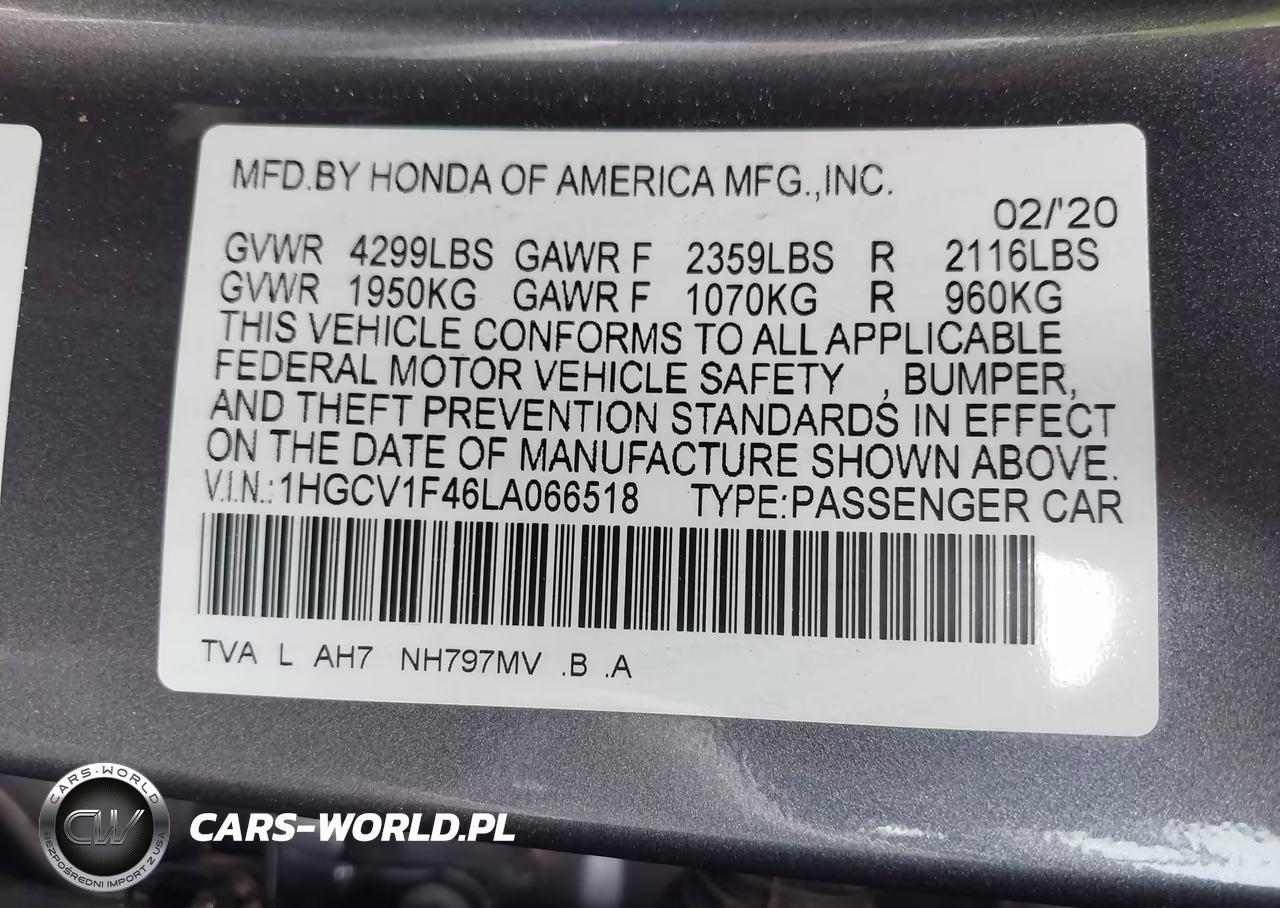 2020 Honda Accord Ex VIN:1HGCV1F46LA066518 - 9