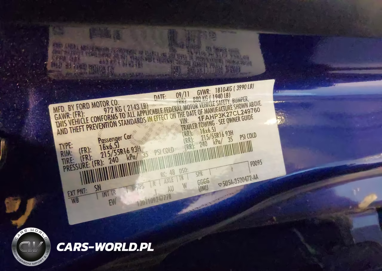 2012 Ford Focus Se VIN:1FAHP3K27CL249760 - 9