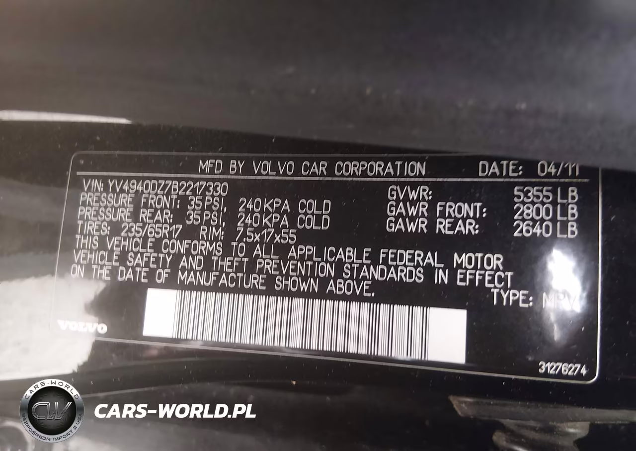 2011 Volvo Xc60 3.2 VIN:YV4940DZ7B2217330 - 9
