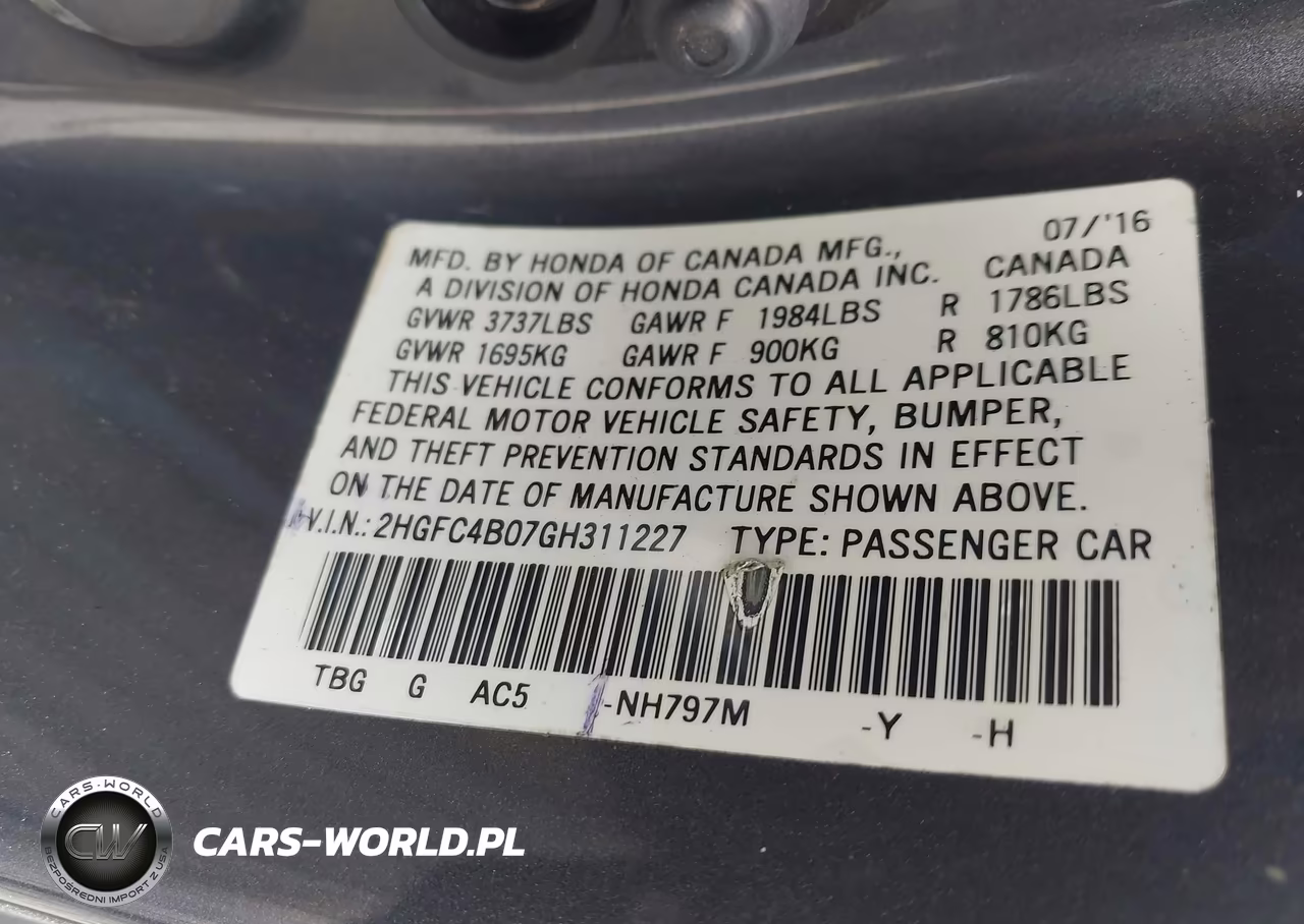 2016 Honda Civic Lx-P VIN:2HGFC4B07GH311227 - 9