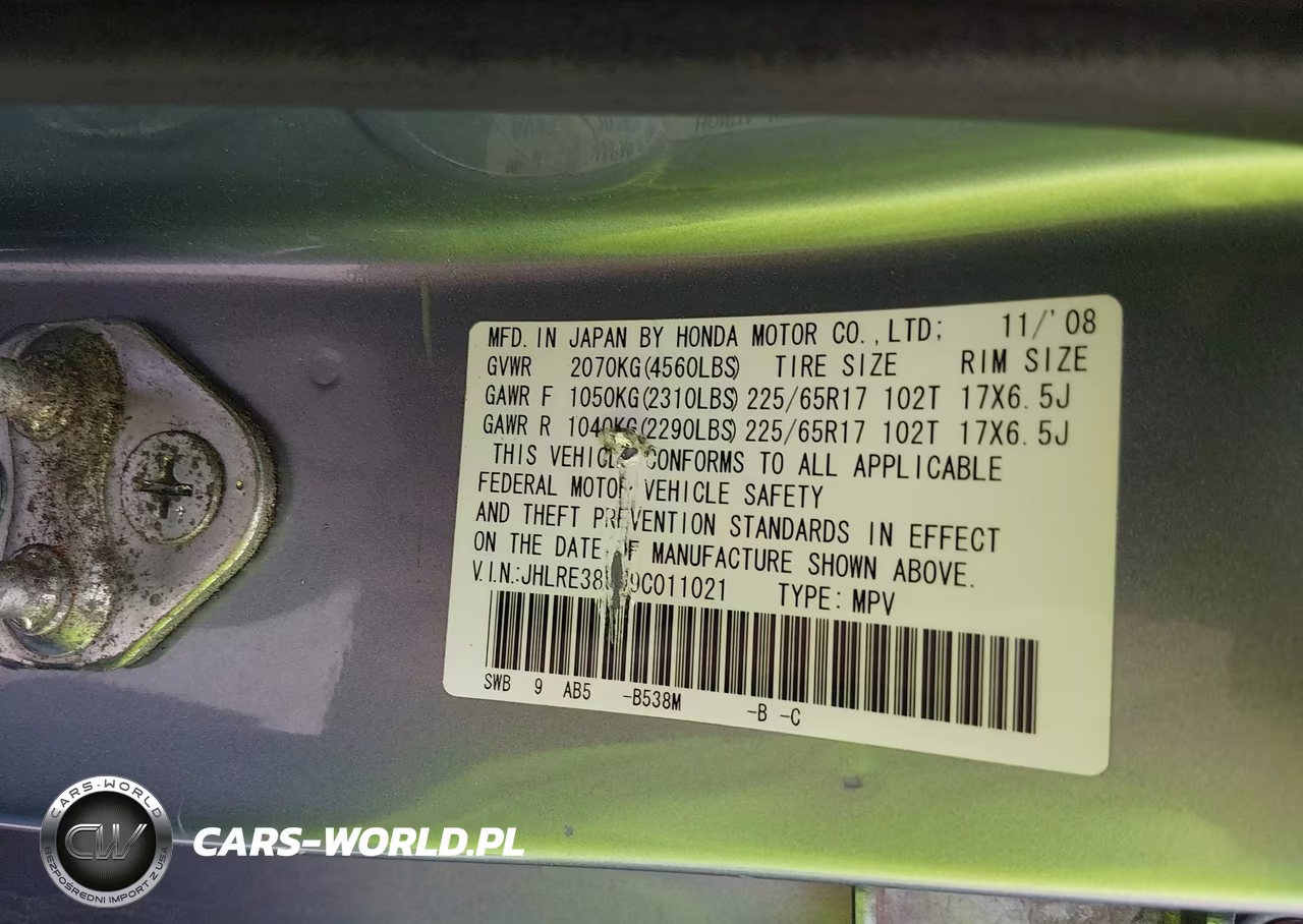 2009 Honda Cr-V Ex VIN:JHLRE38559C011021 - 9