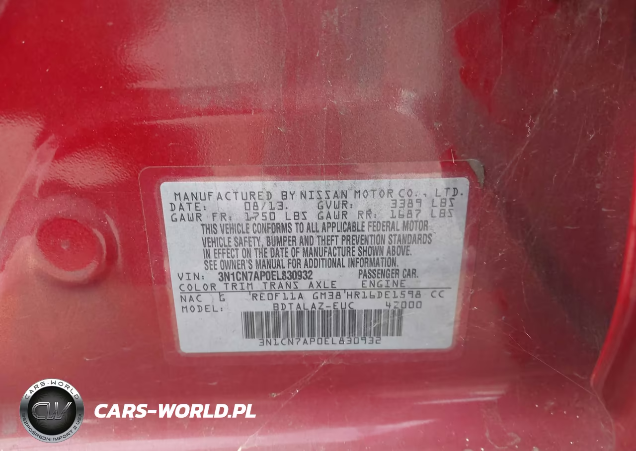 2014 Nissan Versa 1.6 S+ VIN:3N1CN7AP0EL830932 - 9