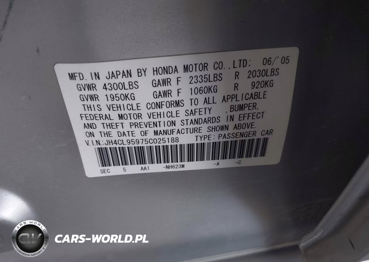2005 Acura Tsx VIN:JH4CL95975C025188 - 9
